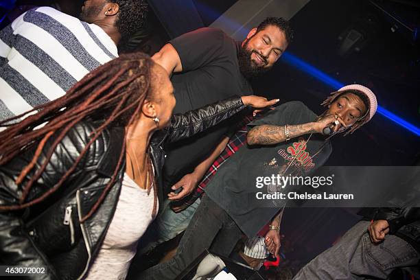 Rapper Wiz Khalifa and his mother attend Wiz Khalifa's post-Grammy party at Project La on February 8, 2015 in Los Angeles, California.