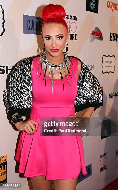 Singer Kaya Jones attends the Sunset Marquis Hotel and Rock Against Trafficking GRAMMY After Party at Exchange LA on February 8, 2015 in Los Angeles,...