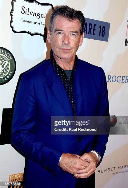 Actor Pierce Brosnan attends the Sunset Marquis Hotel and Rock Against Trafficking GRAMMY After Party at Exchange LA on February 8, 2015 in Los...