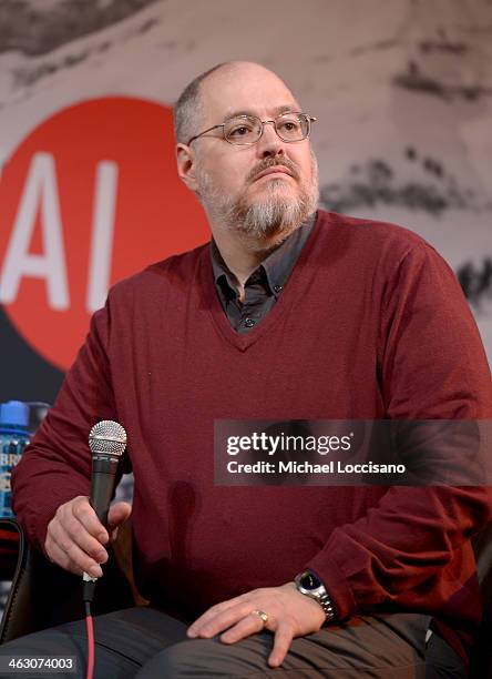 Moderator and Film Critic Sean P. Means speaks onstage during the Day One Press Conference at the Egyptian Theatre during the 2014 Sundance Film...