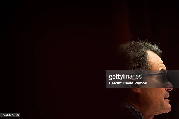 President of Catalonia Artur Mas answers the questions of members of the Parliament in the Anti-Corruption Comission on February 9, 2015 in...