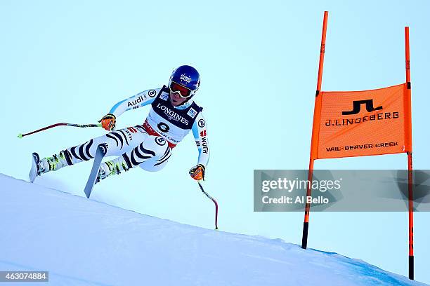 Veronique Hronek of Germany races during the Ladies' Alpine Combined Downhill run on the Raptor racecourse on Day 8 of the 2015 FIS Alpine World Ski...