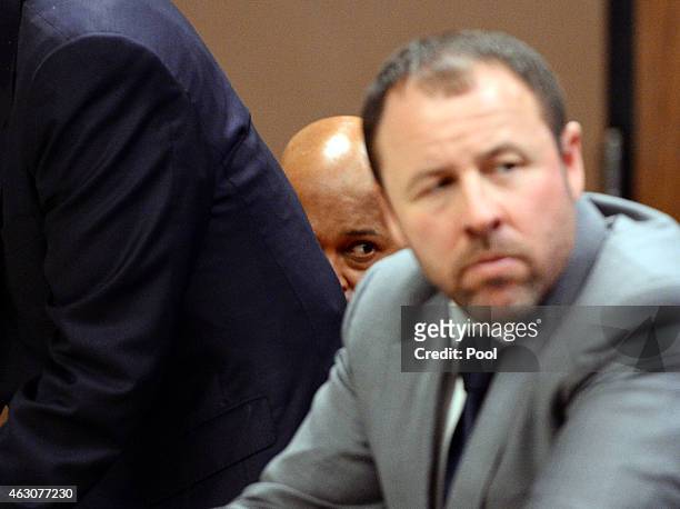 Marion "Suge" Knight attends Compton Court House for his bail hearing with his lawyer Brett Greenfield at Compton Courthouse on February 9, 2015 in...