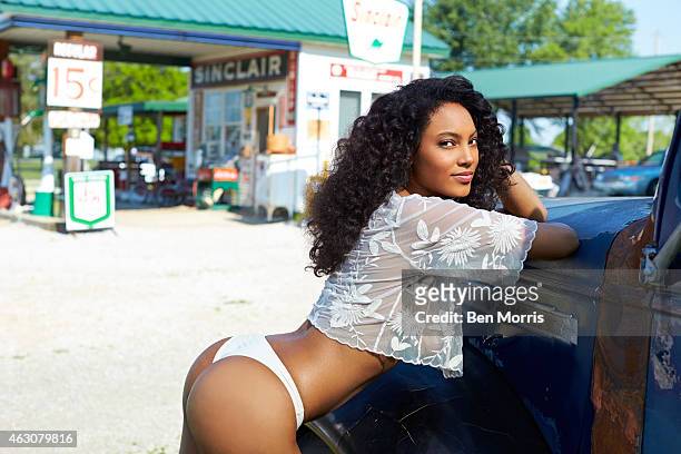 Swimsuit Issue 2015: Model Ariel Meredith poses for the 2015 Sports Illustrated Swimsuit issue on May 15, 2014 at Gary's Gay Parita gas station on...