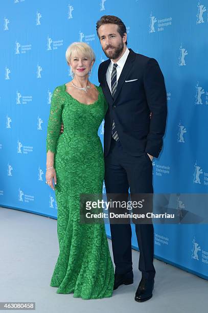 Helen Mirren and Ryan Reynolds attend the 'Woman in Gold' photocall during the 65th Berlinale International Film Festival at Grand Hyatt Hotel on...