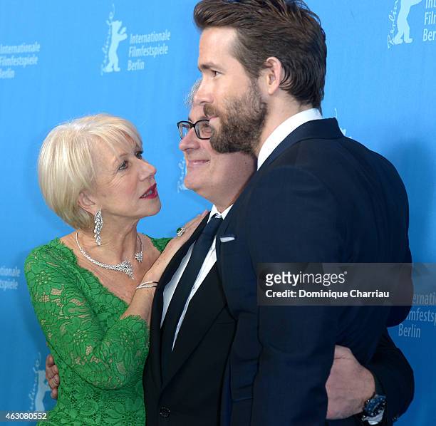 Helen Mirren, Simon Curtis and Ryan Reynolds attend the 'Woman in Gold' photocall during the 65th Berlinale International Film Festival at Grand...