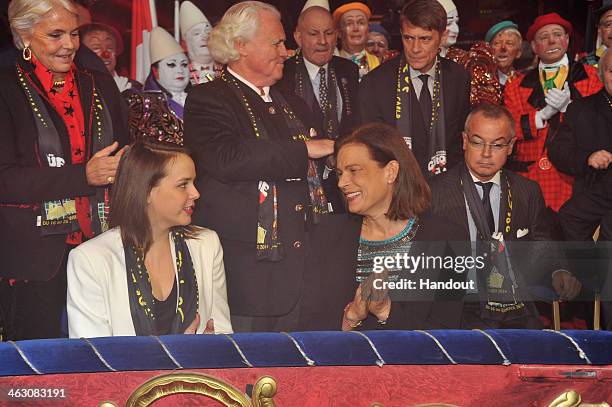 In this handout image provided by the Palais Princier de Monaco, Pauline Ducruet, Princess Stephanie of Monaco attend the 38th International Circus...