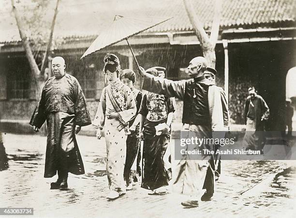 Empress Wanrong , wife of the last emperor of Qing dynasty and Emperor of Manchukuo, Puyi is seen circa 1934 in Manchukuo.