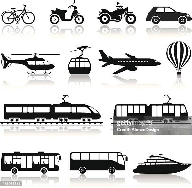 transportation icon set - overhead cable car stock illustrations