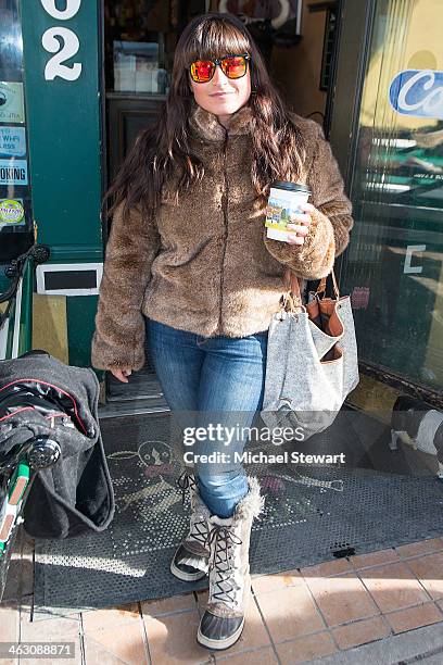 Dani Nutter wearing a Jones New York jacket, Joes jeans and Kate the Great Sorel boots on January 16, 2014 on the streets of Park City, Utah.