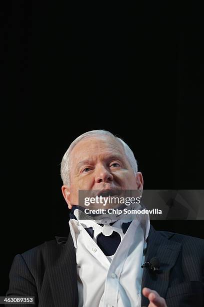 Former US Secretary of Defense Robert Gates discusses his new book, "Duty" during an event sponsored by Politico at the Mayflower Renaissance Hotel...