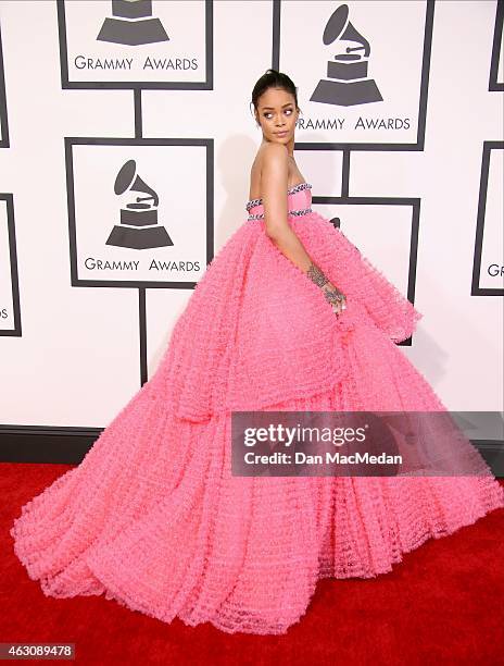 Rihanna attends The 57th Annual GRAMMY Awards at the STAPLES Center on February 8, 2015 in Los Angeles, California.