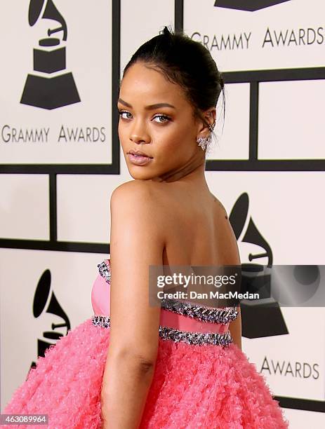 Rihanna attends The 57th Annual GRAMMY Awards at the STAPLES Center on February 8, 2015 in Los Angeles, California.
