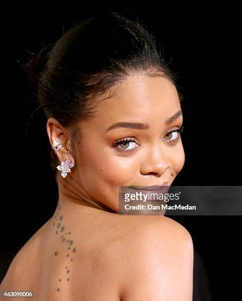 Rihanna attends The 57th Annual GRAMMY Awards at the STAPLES Center on February 8, 2015 in Los Angeles, California.