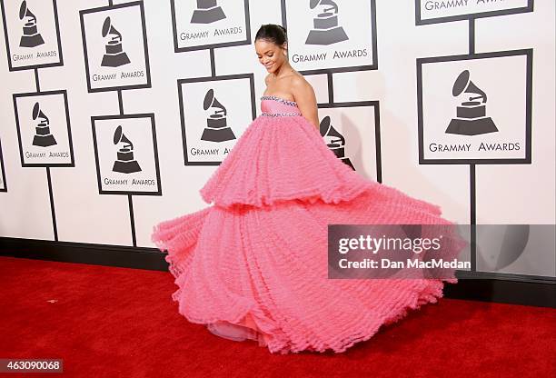 Rihanna attends The 57th Annual GRAMMY Awards at the STAPLES Center on February 8, 2015 in Los Angeles, California.