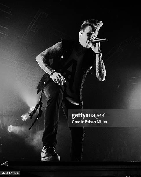 Singer Jacoby Shaddix of Papa Roach performs at The Joint inside the Hard Rock Hotel & Casino on February 7, 2015 in Las Vegas, Nevada.