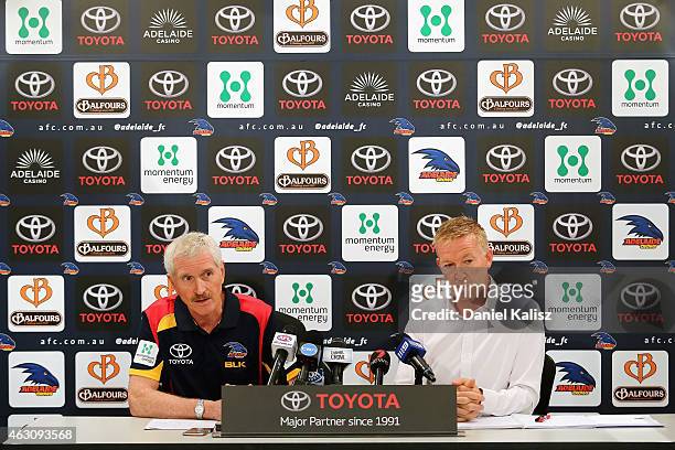 Adelaide Crows club doctor Andrew Potter and Adelaide Crows Head of Football Operations David Noble speaks to the media, giving an update on the...