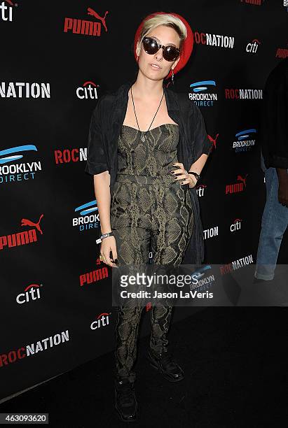 Samantha Urbani attends the Roc Nation Grammy brunch on February 7, 2015 in Beverly Hills, California.