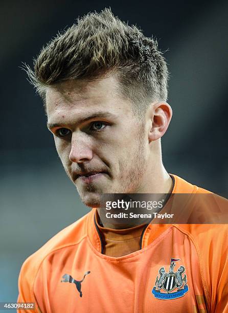 Newcastle Goalkeeper Freddie Woodman during the U21 Barclays Premier League match between Newcastle United and Arsenal at St. James' Park on February...