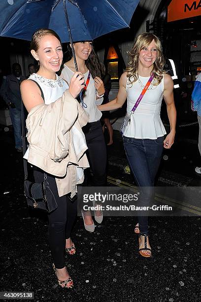 Olympic athletes Dani King and Joanna Rowsell are seen leaving Mahiki nightclub on August 08, 2012 in London, United Kingdom.