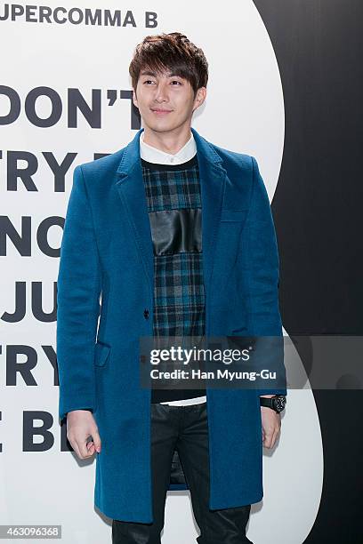 Kim Hyung-Jun of South Korean boy band SS501 attends the photocall for launching "Suecomma Bonnie" Supercomma B Line on February 5, 2015 in Seoul,...