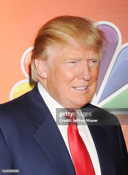 Personality/entrepreneur Donald Trump attends the NBCUniversal 2015 Press Tour at the Langham Huntington Hotel on January 16, 2015 in Pasadena,...