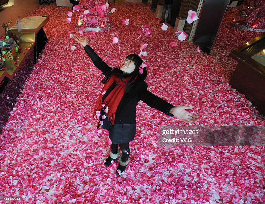 Peach Petals Scatterred To Welcome Valentine's Day