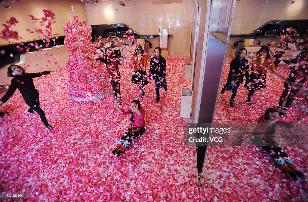 Peach Petals Scatterred To Welcome Valentine's Day