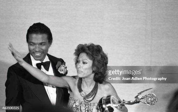 Actress, singer, and dancer Rita Moreno poses with presenter Billy Dee Williams after winning Best Lead Actress for a Single Appearance in a Drama or...