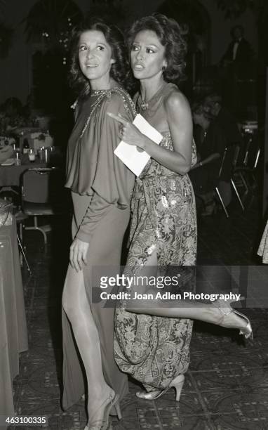 Actress, singer, and dancer Rita Moreno poses with actress Linda Lavin after winning Best Lead Actress for a Single Appearance in a Drama or Comedy...