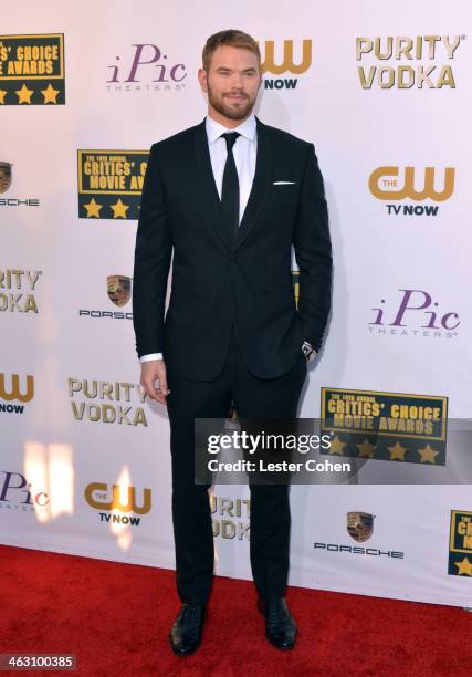 Actor Kellan Lutz attends the 19th Annual Critics' Choice Movie Awards at Barker Hangar on January 16, 2014 in Santa Monica, California.
