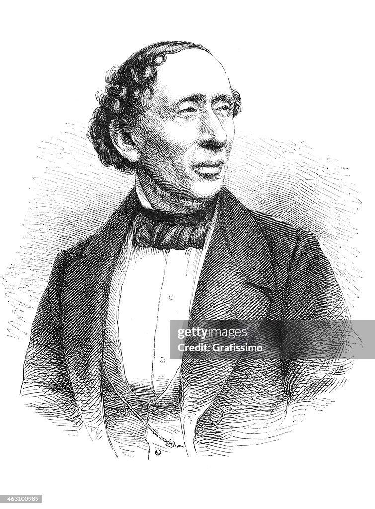 Engraving writer Hans Christian Andersen 1874