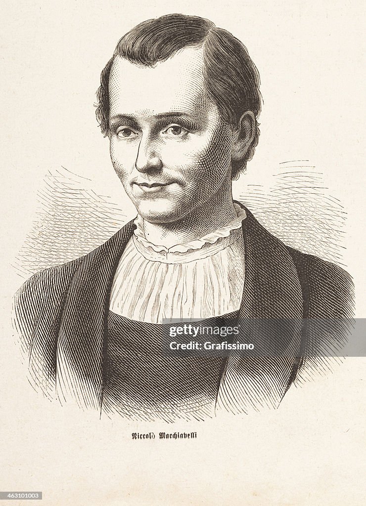 Engraving of philosopher Niccolo Machiavelli from 1874