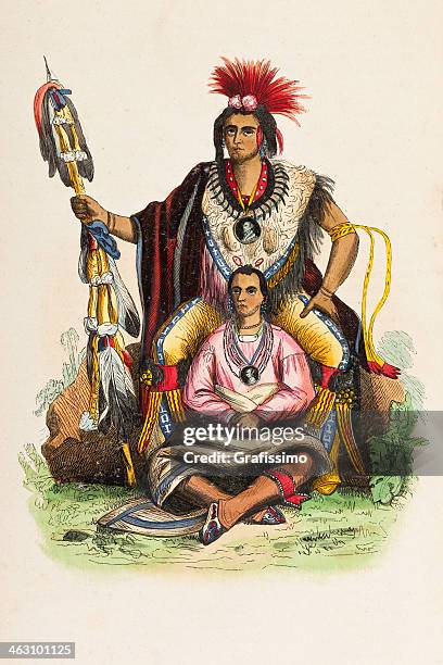 native american tribal chief from 1849 - apache culture stock illustrations