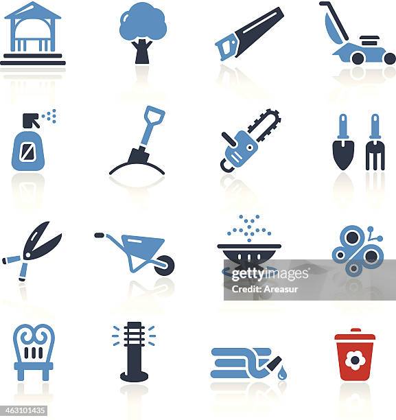 bildbanksillustrationer, clip art samt tecknat material och ikoner med garden tools & furniture icons- two colors | pro series - sunday best