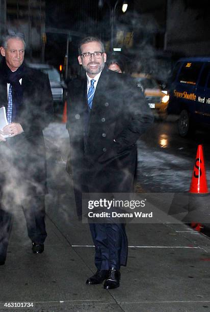 Steve Carell arrives for the "Late Show with David Letterman" at Ed Sullivan Theater on February 9, 2015 in New York City.