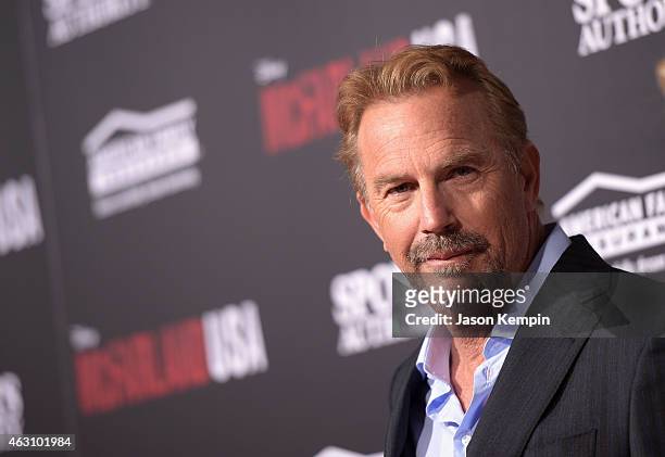 Actor Kevin Costner attends the premiere of Disney's "McFarland, USA" at the El Capitan Theatre on February 9, 2015 in Hollywood, California.