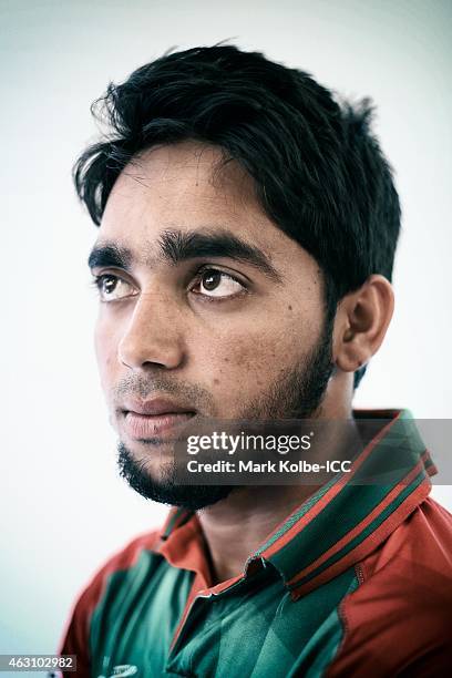 Mominul Haque of Bangladesh poses during the Bangladesh 2015 ICC Cricket World Cup Headshots Session at the Sheraton Hotel on February 8, 2015 in...