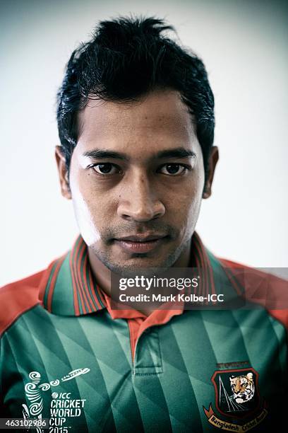 Mushfiqur Rahim of Bangladesh poses during the Bangldesh 2015 ICC Cricket World Cup Headshots Session at the Sheraton Hotel on February 8, 2015 in...