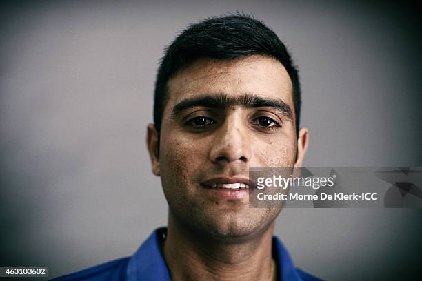 Usman Ghani of Afghanistan poses during the Afghanistan 2015 ICC Cricket World Cup Headshots Session at the Intercontinental on February 7, 2015 in...