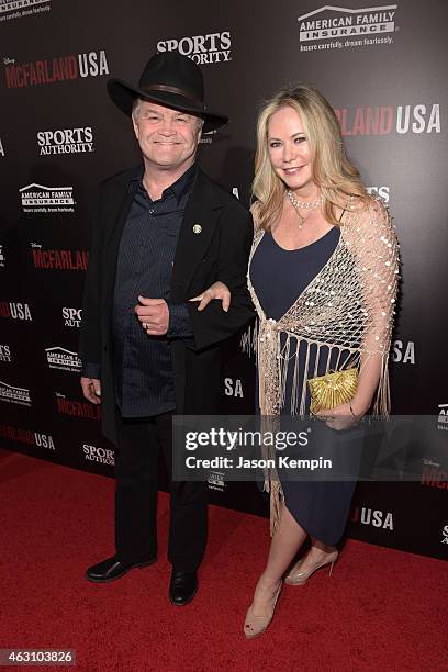 Actor/Musician Mickey Dolenz and wife Donna Quinter attend the premiere of Disney's "McFarland, USA" at the El Capitan Theatre on February 9, 2015 in...