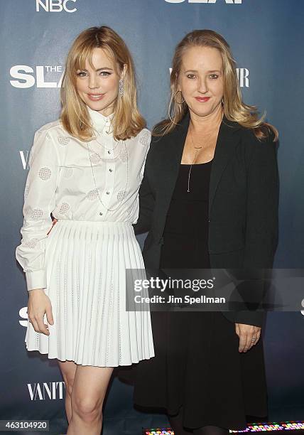 Actress Melissa George and NBC Entertainment president Jennifer Salke attend "The Slap" premiere party at The New Museum on February 9, 2015 in New...