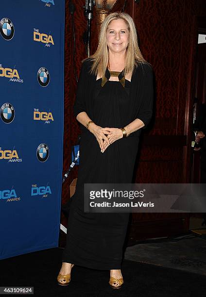 Barbra Streisand poses in the press room at the 67th annual Directors Guild of America Awards at the Hyatt Regency Century Plaza on February 7, 2015...