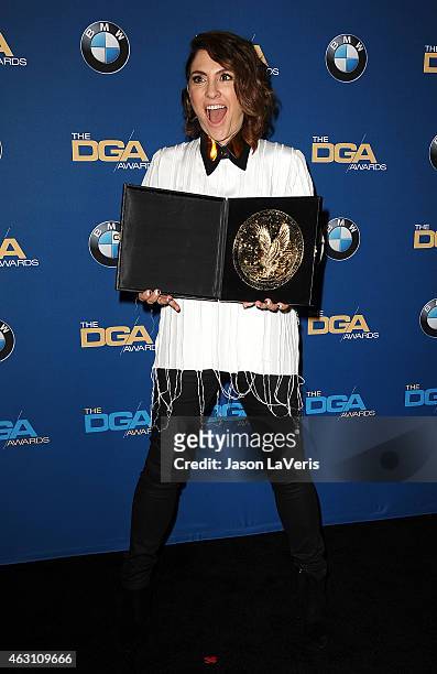 Director Jill Soloway poses in the press room at the 67th annual Directors Guild of America Awards at the Hyatt Regency Century Plaza on February 7,...