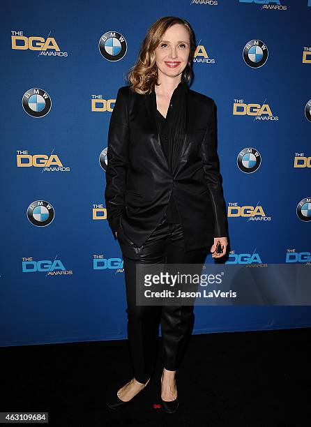 Actress Julie Delpy poses in the press room at the 67th annual Directors Guild of America Awards at the Hyatt Regency Century Plaza on February 7,...