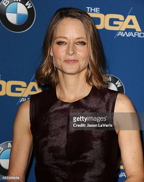 Actress Jodie Foster poses in the press room at the 67th annual Directors Guild of America Awards at the Hyatt Regency Century Plaza on February 7,...