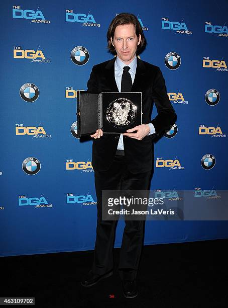 Director Wes Anderson poses in the press room at the 67th annual Directors Guild of America Awards at the Hyatt Regency Century Plaza on February 7,...
