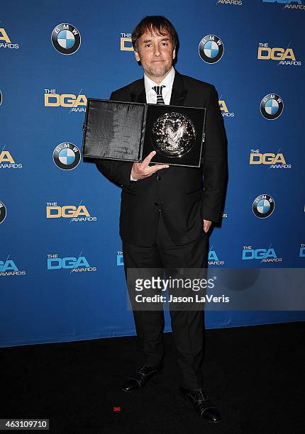 Director Richard Linklater poses in the press room at the 67th annual Directors Guild of America Awards at the Hyatt Regency Century Plaza on...