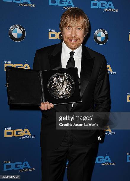 Director Morten Tyldum poses in the press room at the 67th annual Directors Guild of America Awards at the Hyatt Regency Century Plaza on February 7,...