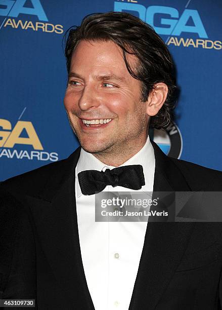 Actor Bradley Cooper poses in the press room at the 67th annual Directors Guild of America Awards at the Hyatt Regency Century Plaza on February 7,...